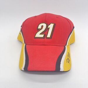 NASCAR VTG 90s Ricky Rudd #21 Strapback‎ Hat Cap Red Color Block Motorcraft Y2K